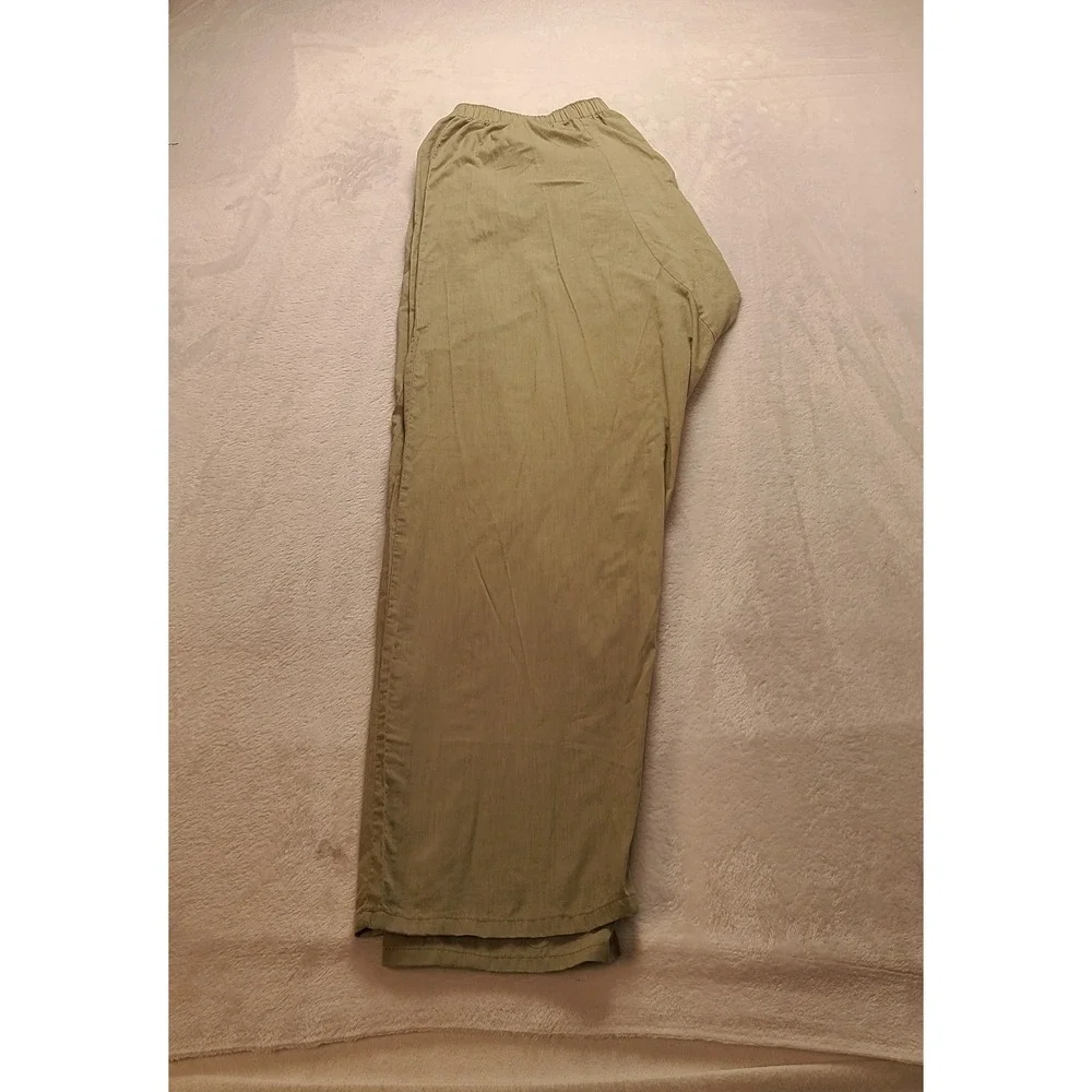 Men's Khaki Tan Pajama Lounge Pants XL 36x28 Elastic Waist Cotton Blend Straight